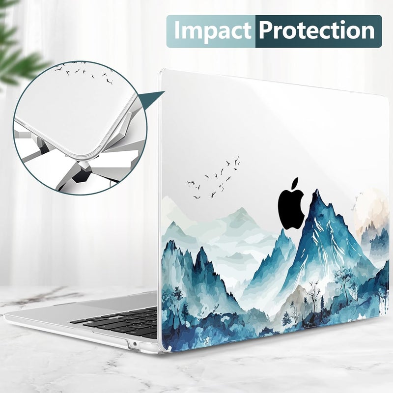 DONGKE Compatible with M4 MacBook Air 15 inch Case 2025 2024 2023 A3241 A3114 A2941 M3 M2 Liquid Retina Display Touch ID, Plastic Hard Case & Keyboard Skin & Screen Protector - Watercolor Mountain - Image 5